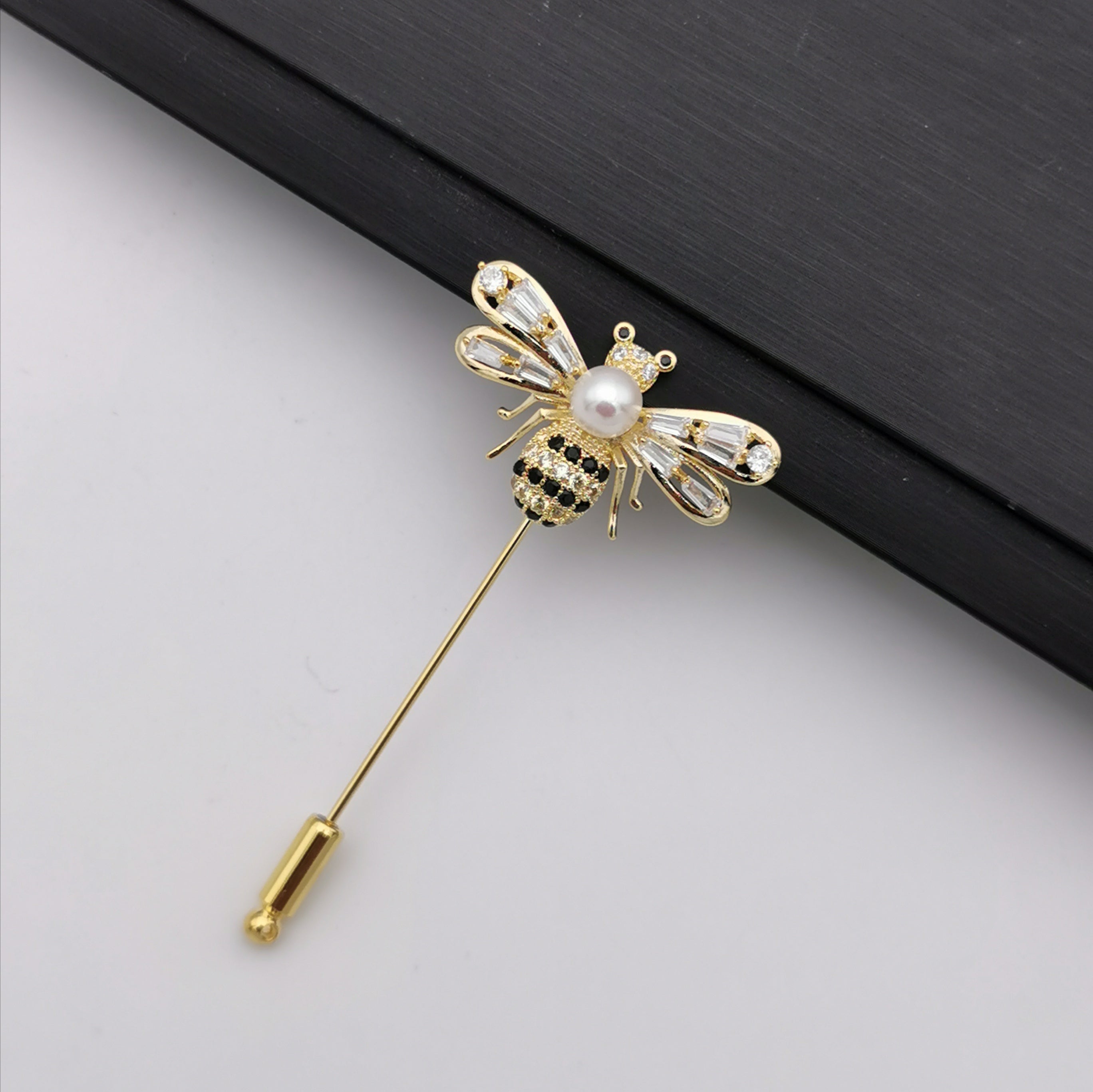 Freshwater pearl bee brooch