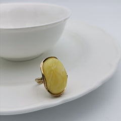 18ct gold plated sterling silver  Baltic Amber Chunky Ring