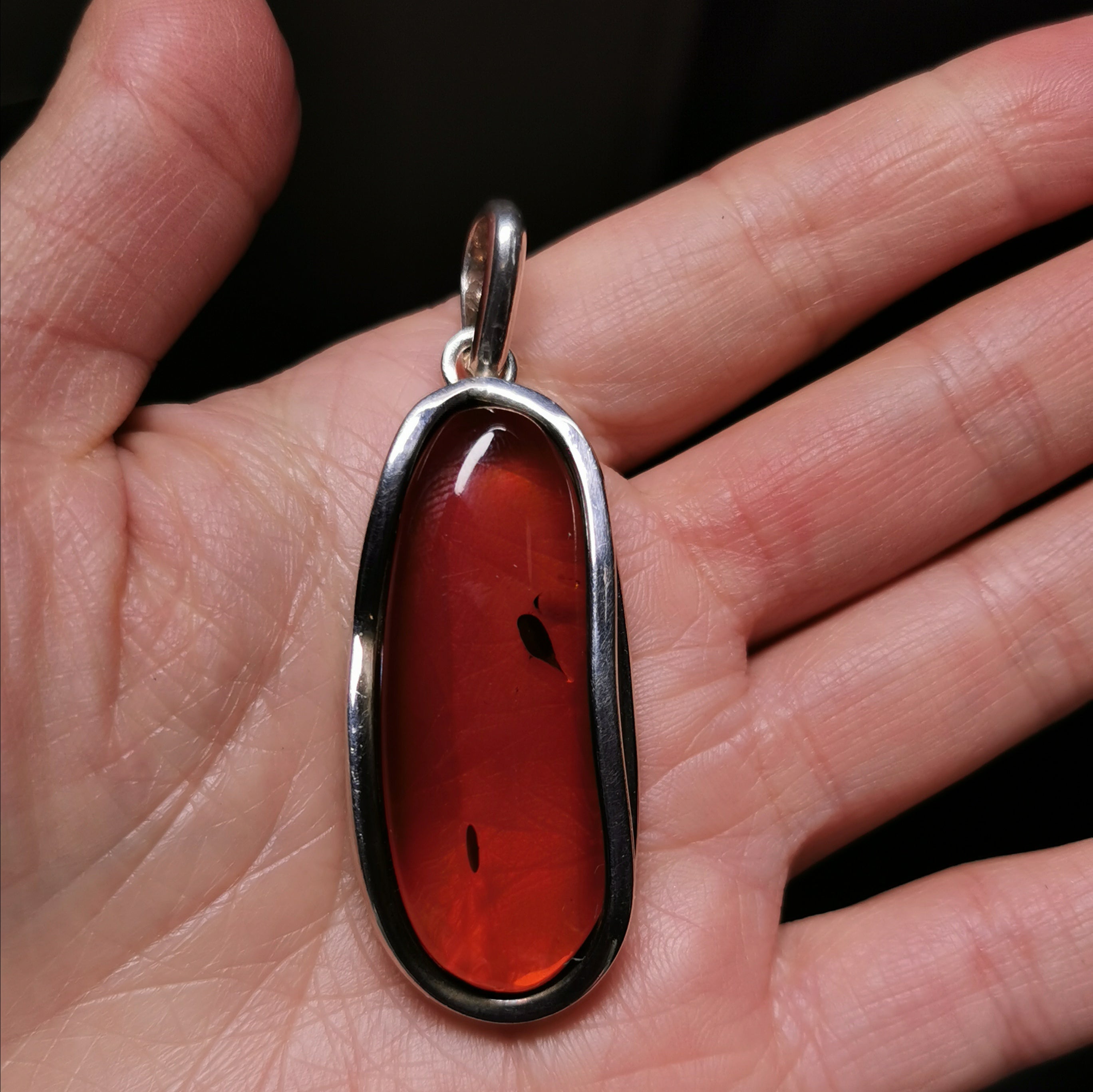 Sterling silver Baltic amber pendant