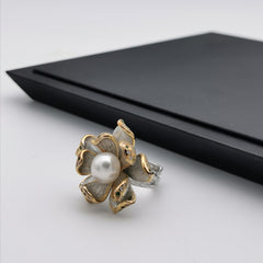 Italy sterling silver setting with freshwater pearl ring