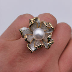 Italy sterling silver setting with freshwater pearl ring