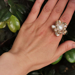 Italy sterling silver setting with freshwater pearl ring