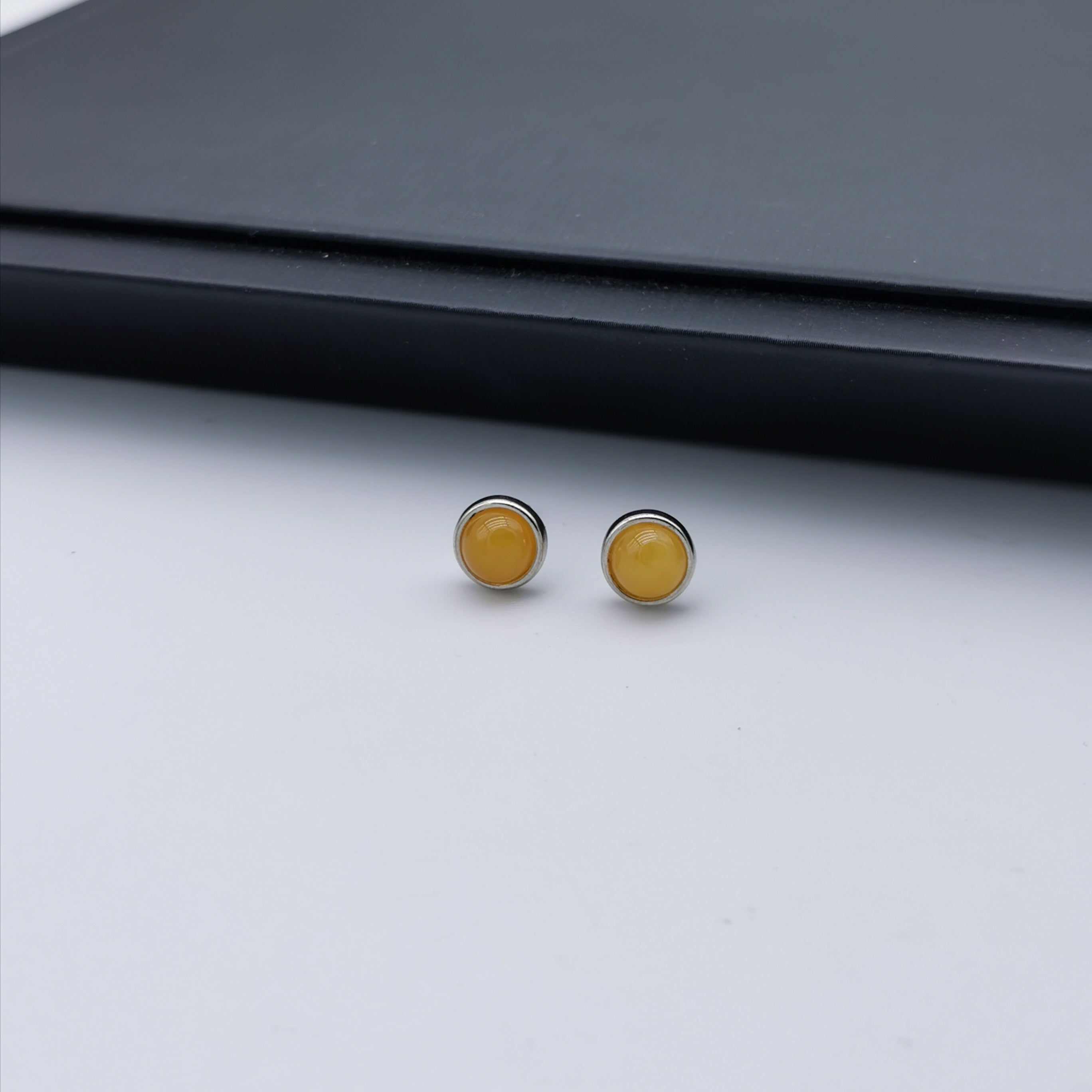 7.8mm Baltic Amber sterling silver stud earring