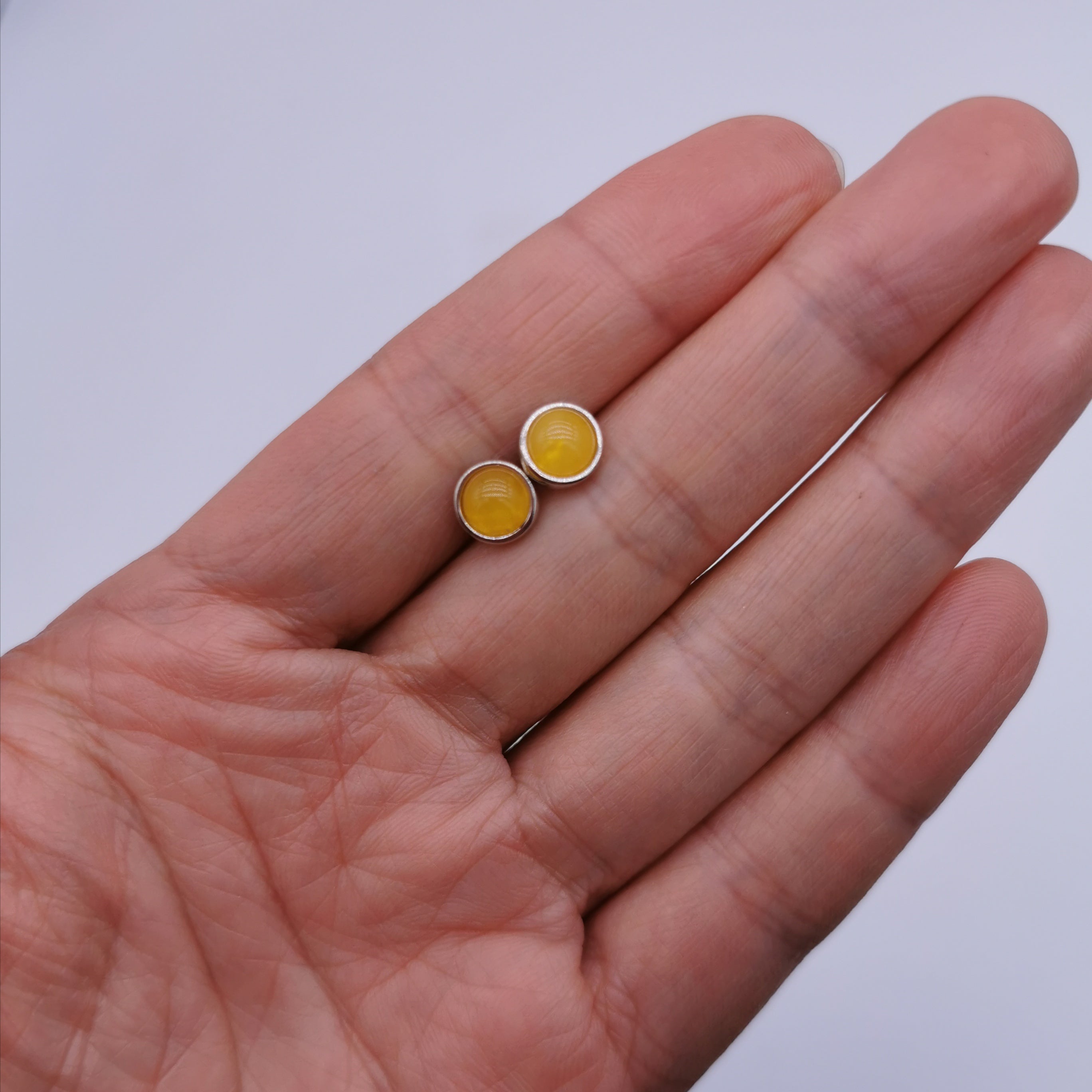 7.8mm Baltic Amber sterling silver stud earring