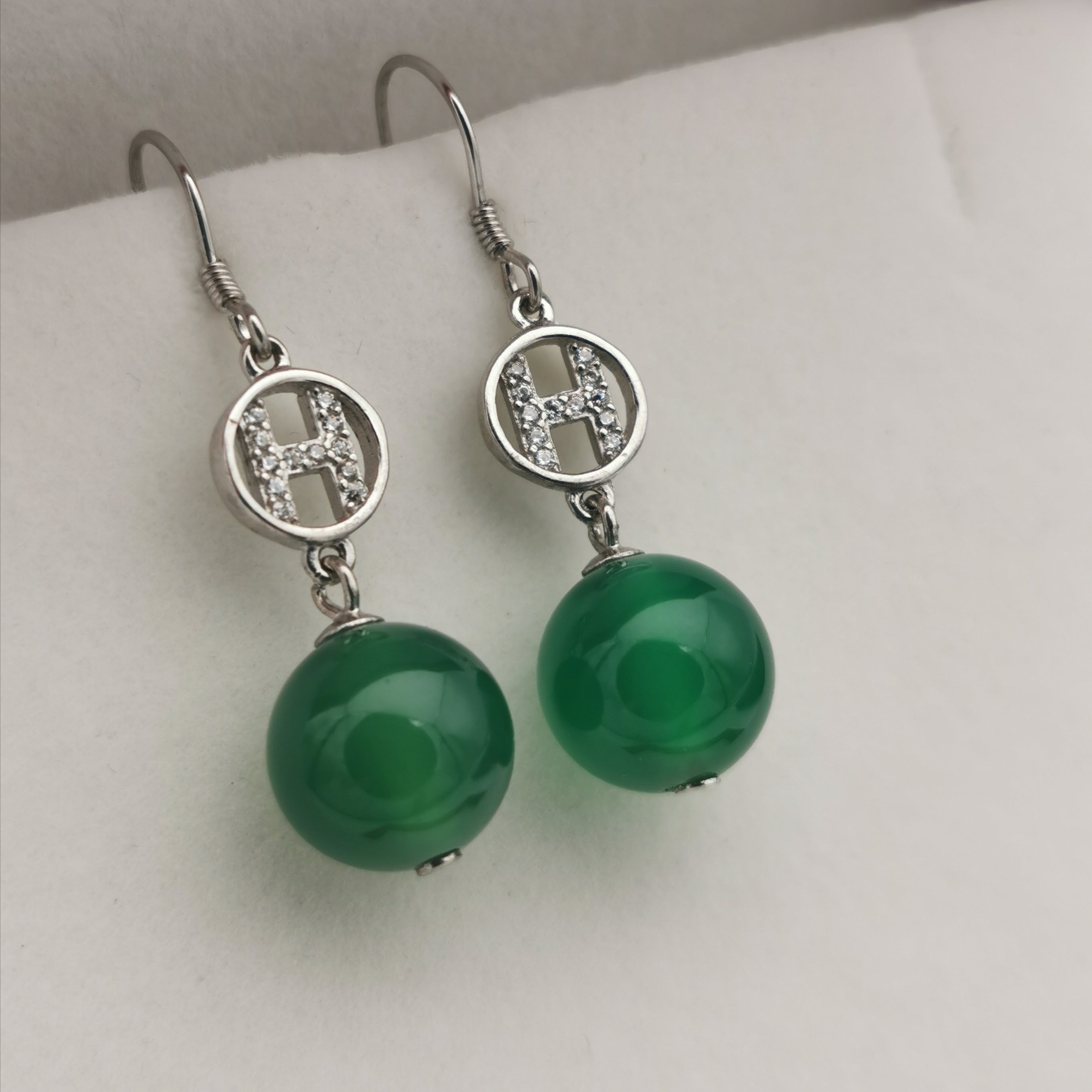 Sterling silver with Chalcedony earring
