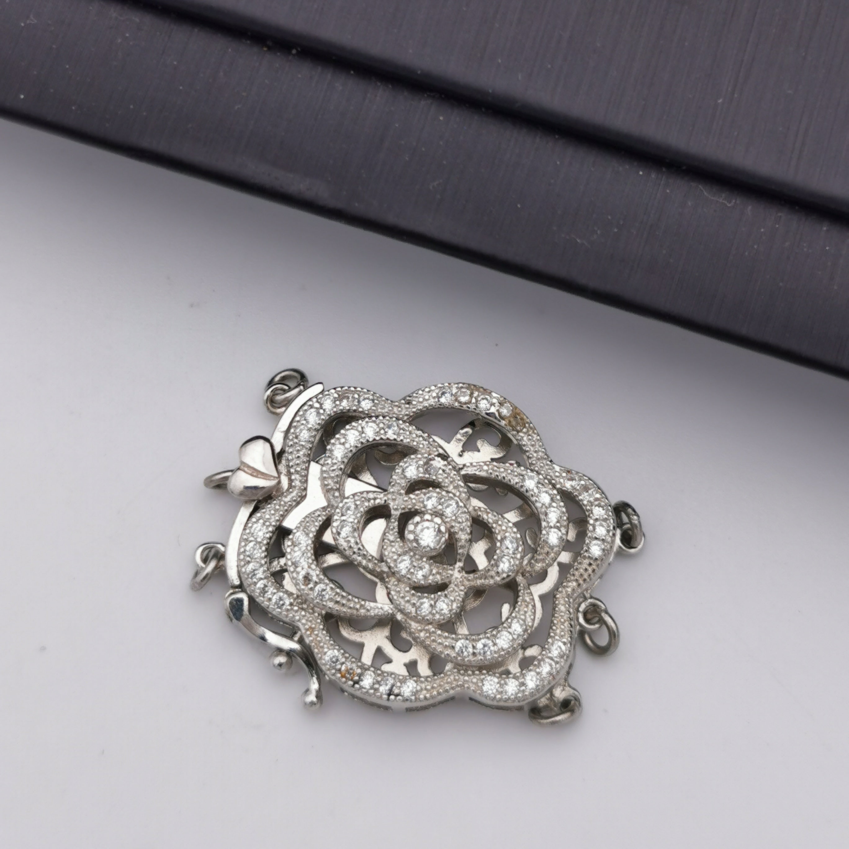 S925 sterling silver flower clasp