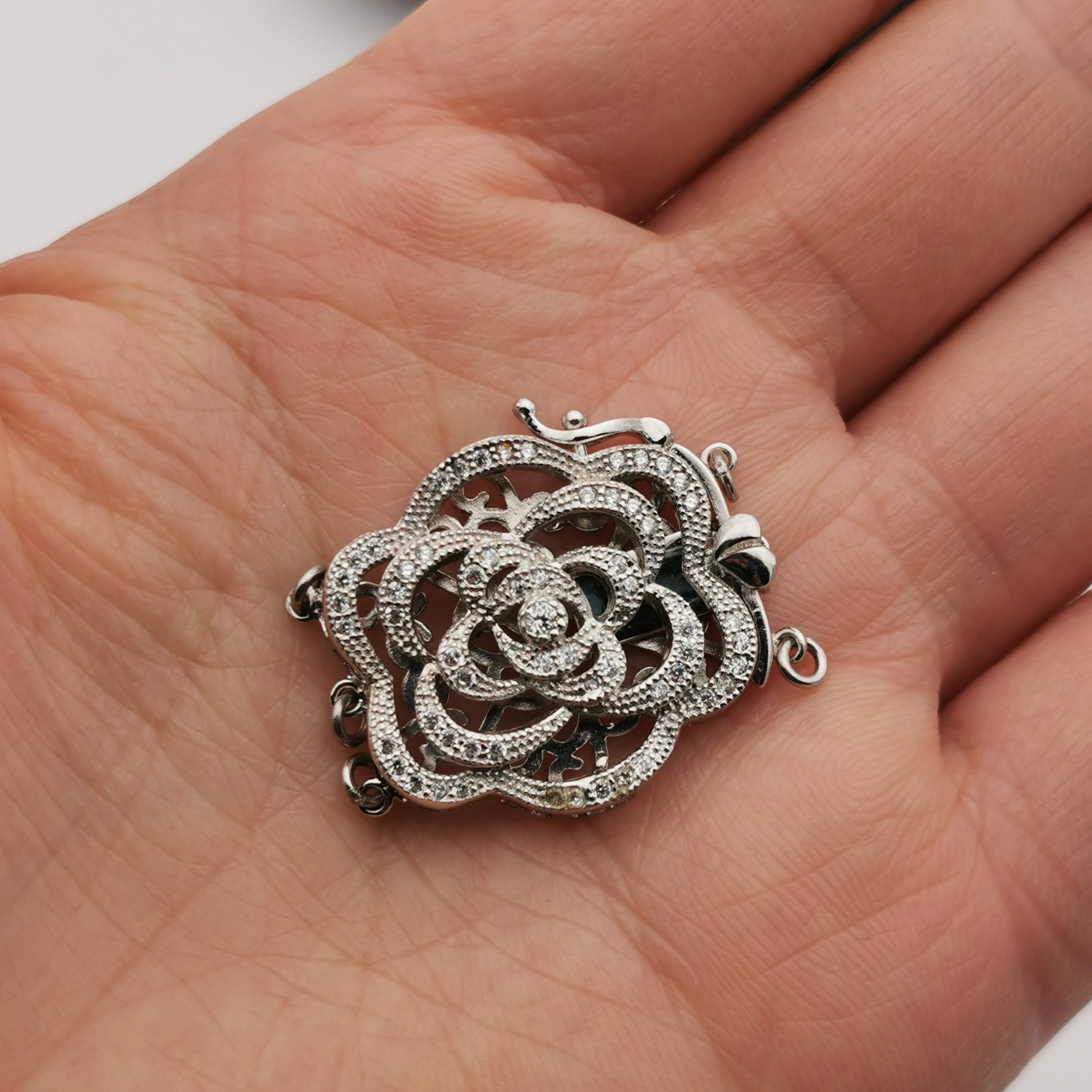 S925 sterling silver flower clasp