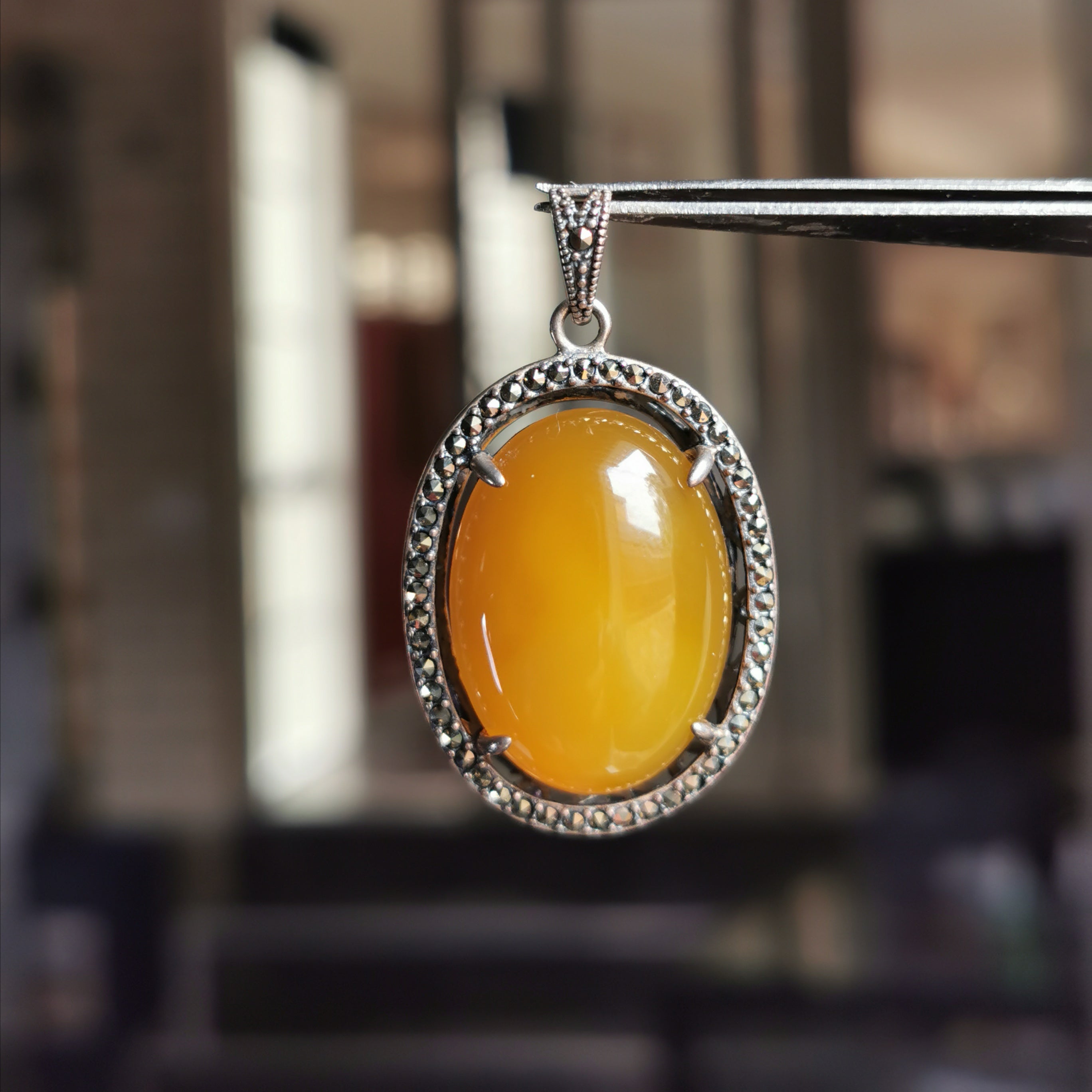 S925 chalcedony pendant