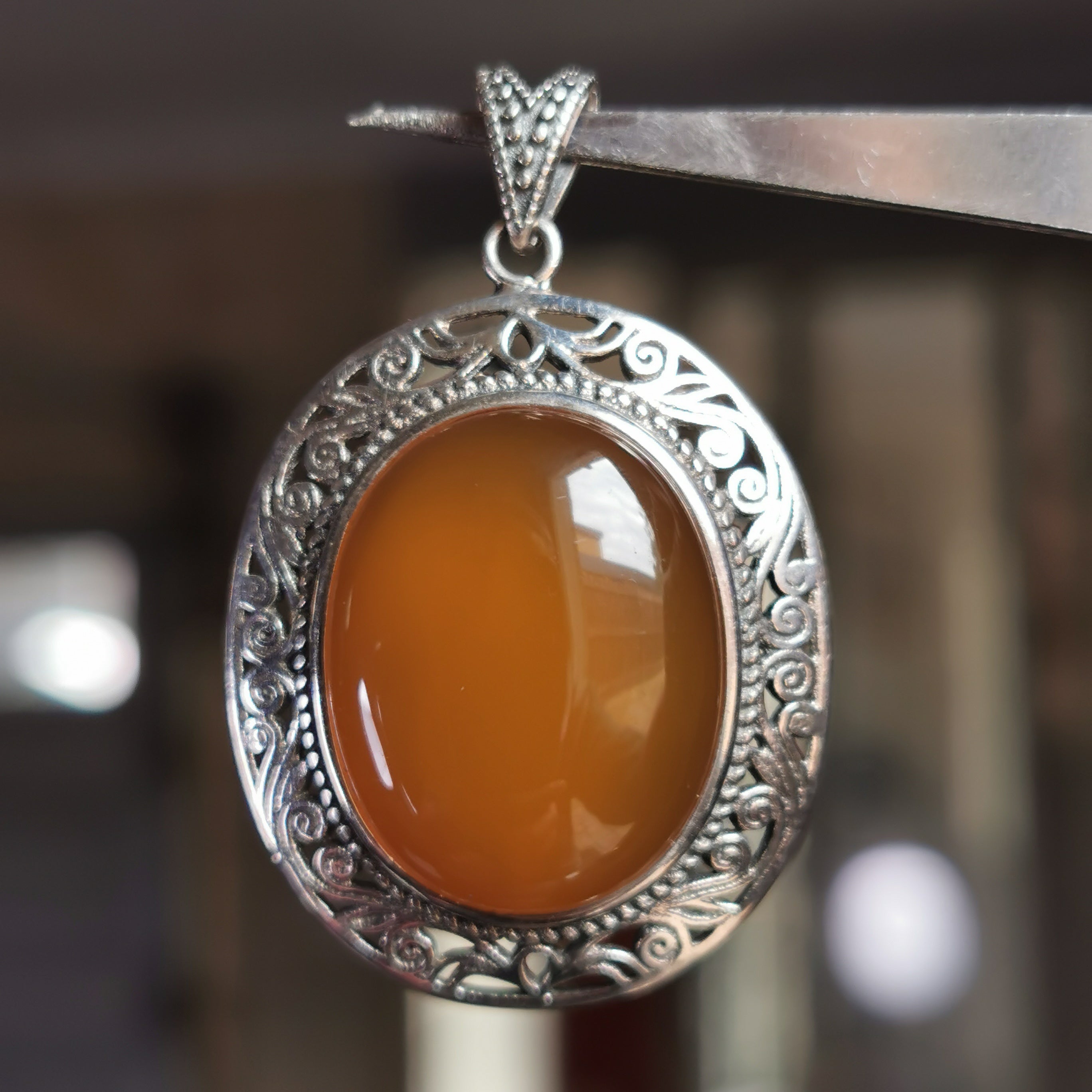 S925 Chalcedony pendant