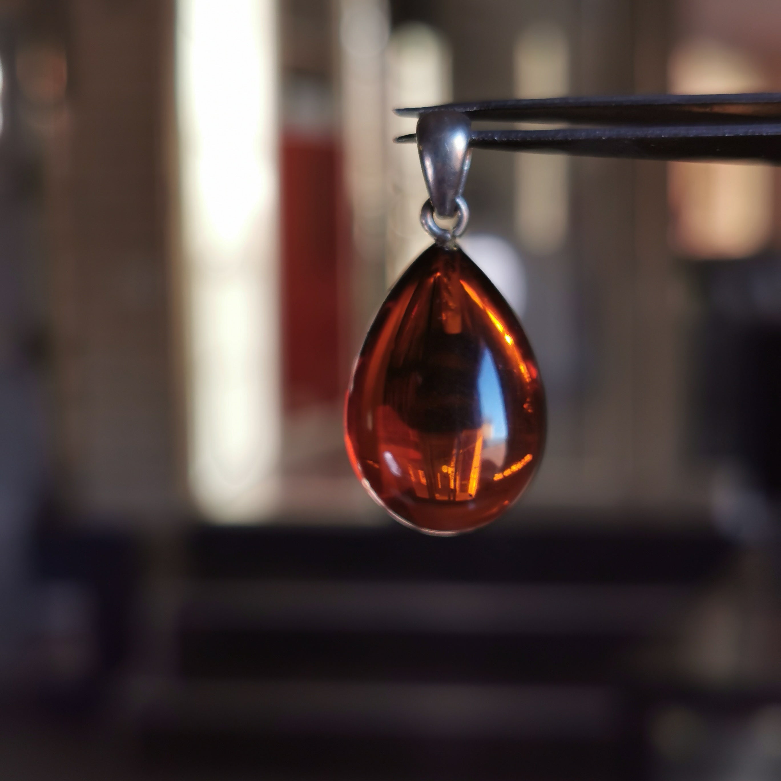 S925 cherry amber pendant