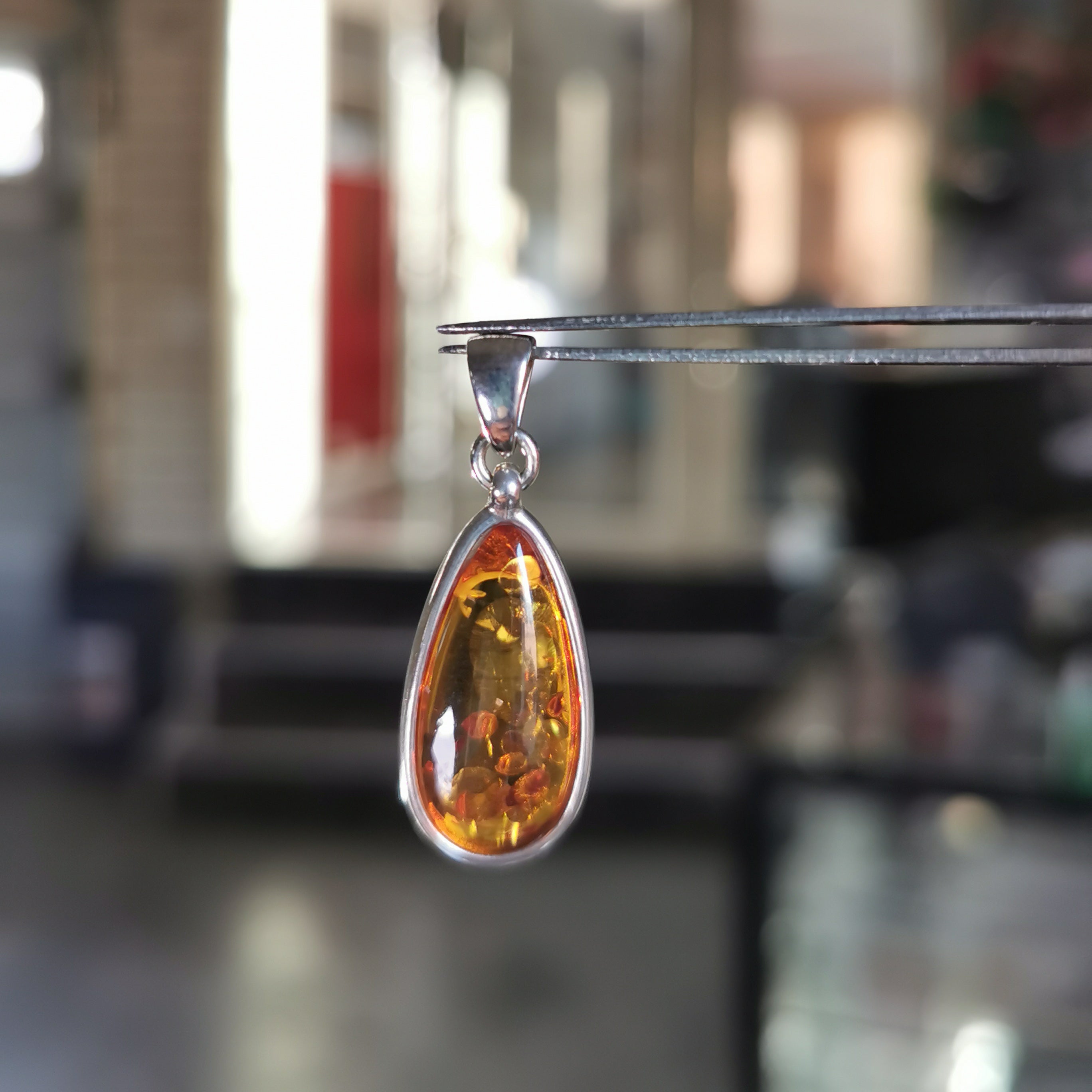 S925 Amber pendant