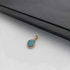 14K gold with diamond Australian black opal pendant