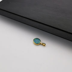 14K gold with diamond Australian black opal pendant