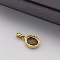 14K gold with diamond Australian black opal pendant