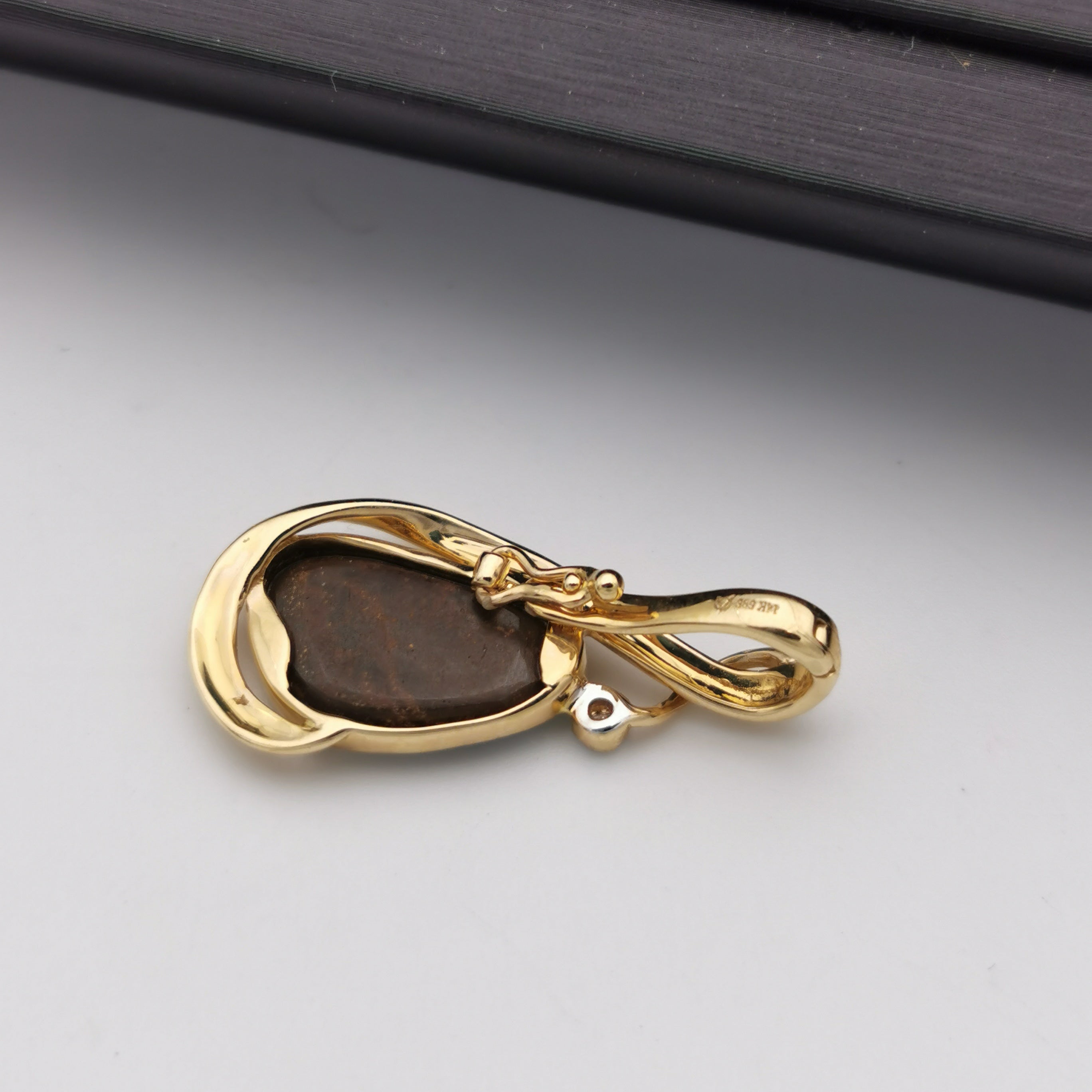 14K gold with diamond Australian opal pendant/enhancer