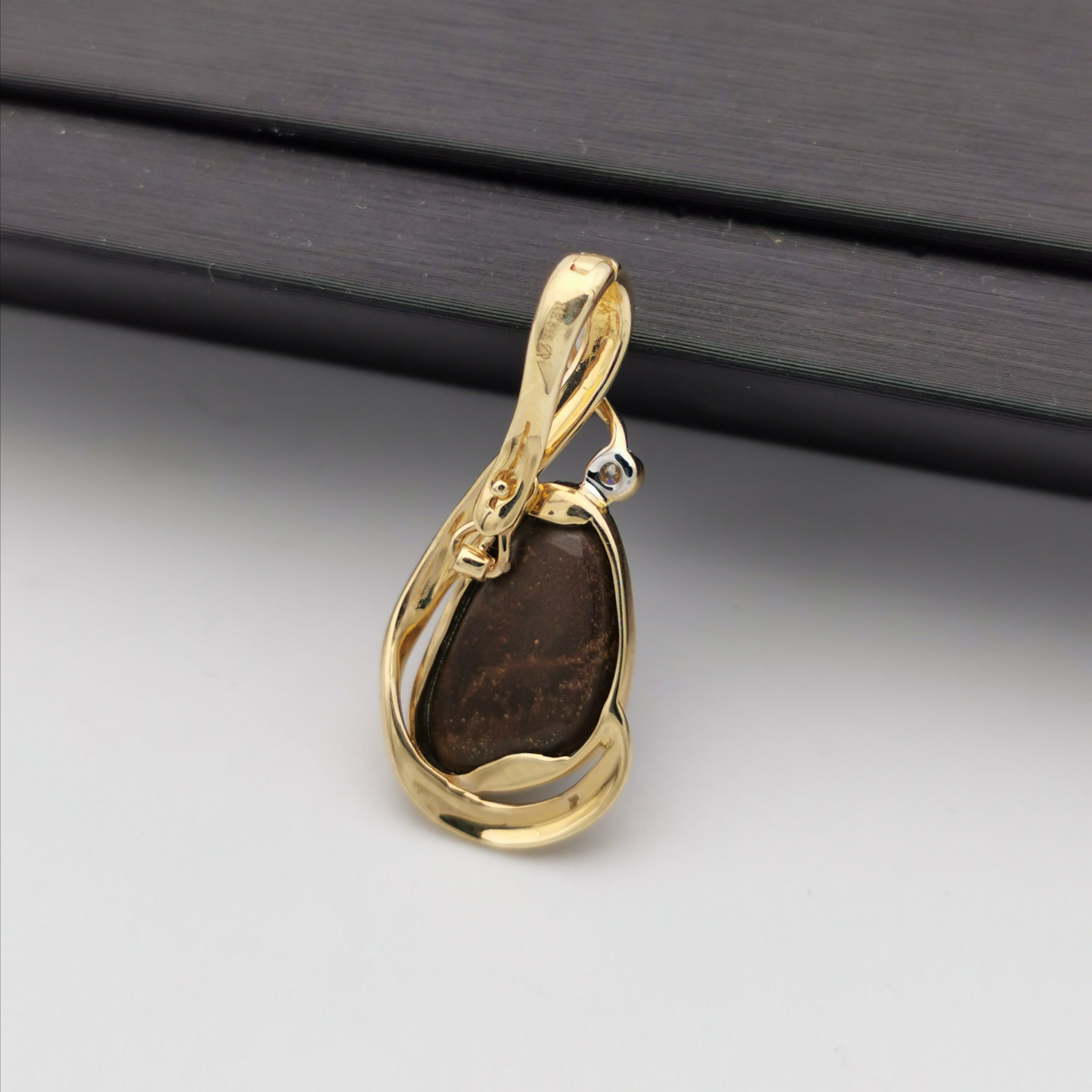 14K gold with diamond Australian opal pendant/enhancer