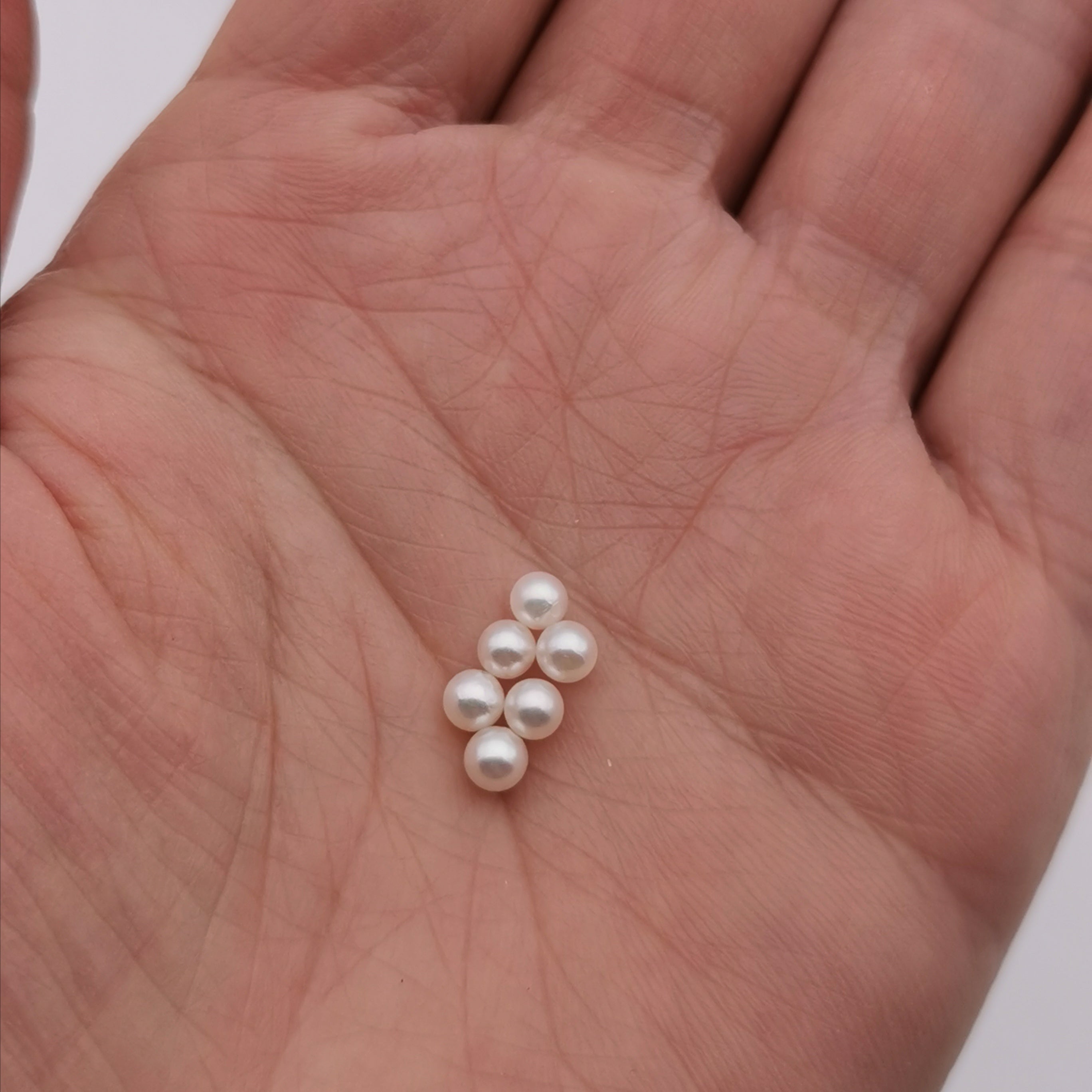 3.5mm-4mm genuine excellent lustre Akoya mini round loose pearl half drilled