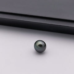 11.2 mm genuine round shape black Tahitian loose pearl full hole drilled
