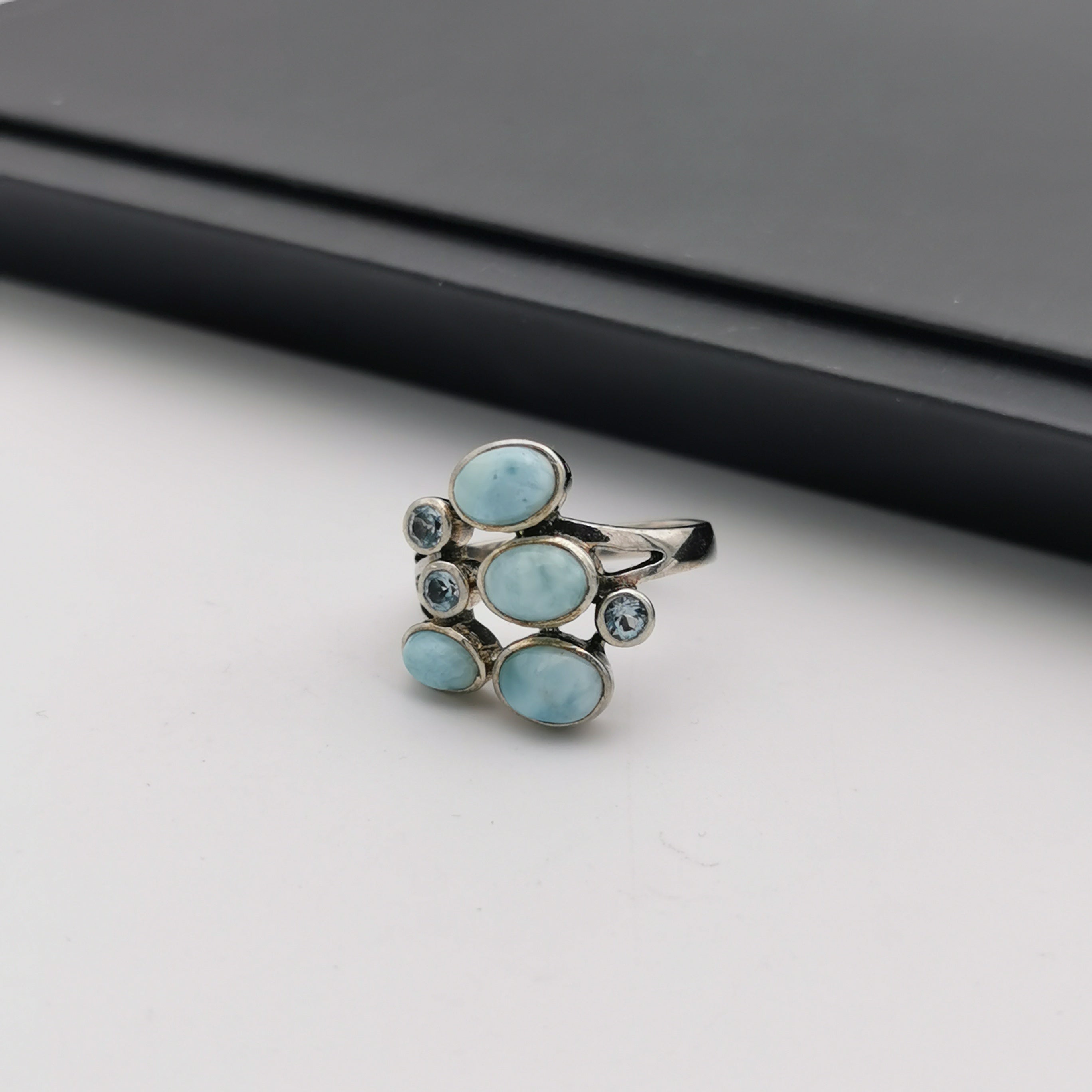 Sterling silver with Larimar ring