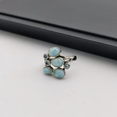 Sterling silver with Larimar ring