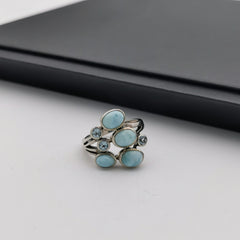 Sterling silver with Larimar ring