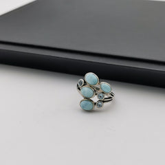 Sterling silver with Larimar ring
