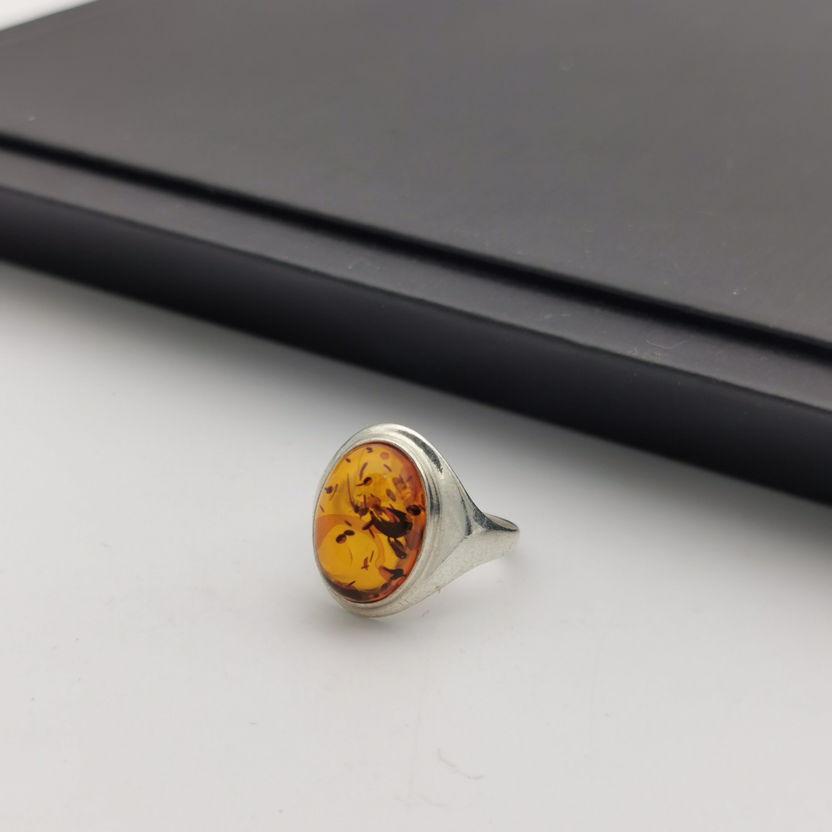 Sterling silver amber ring