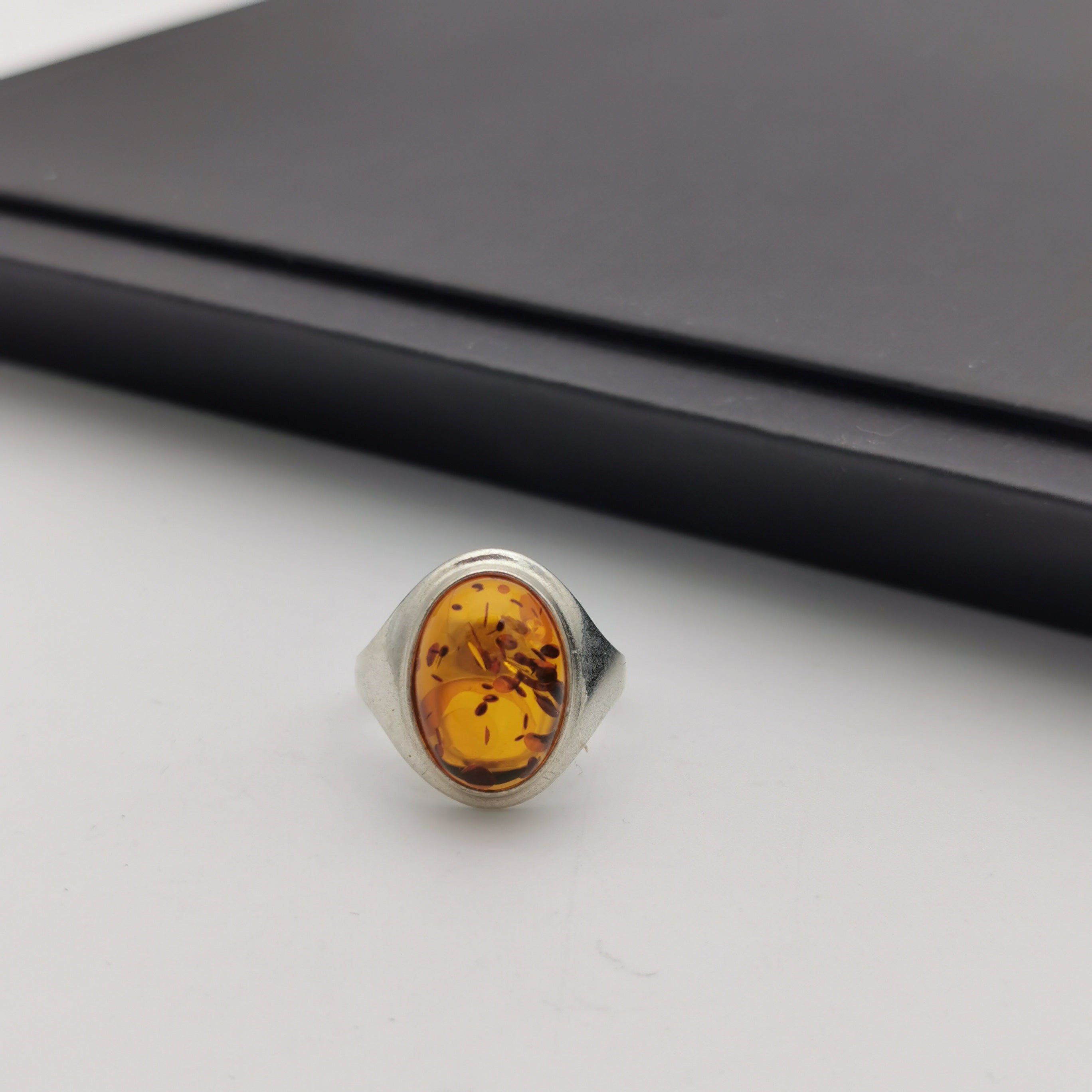 Sterling silver amber ring