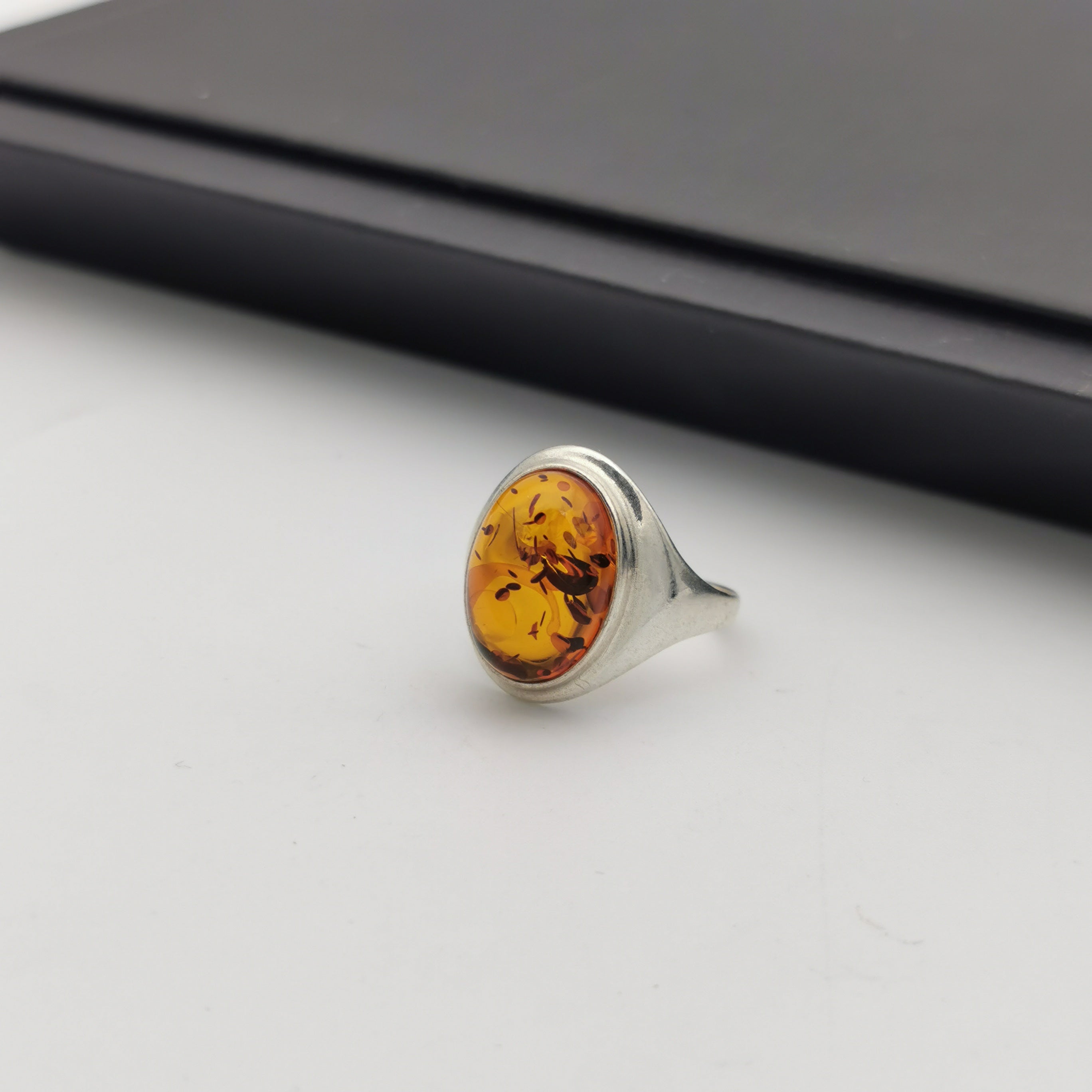 Sterling silver amber ring