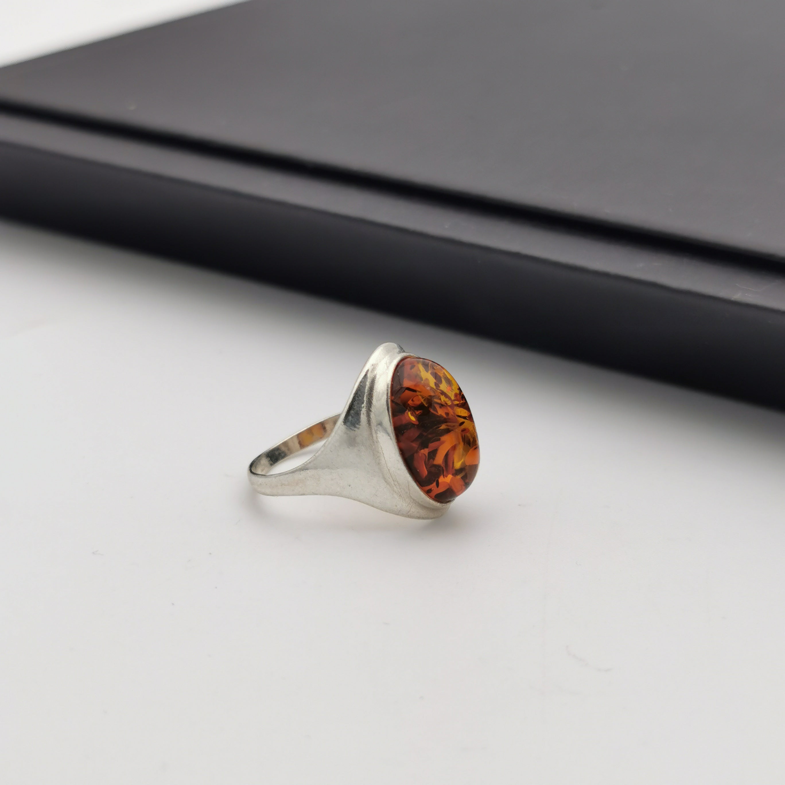 Sterling silver amber ring