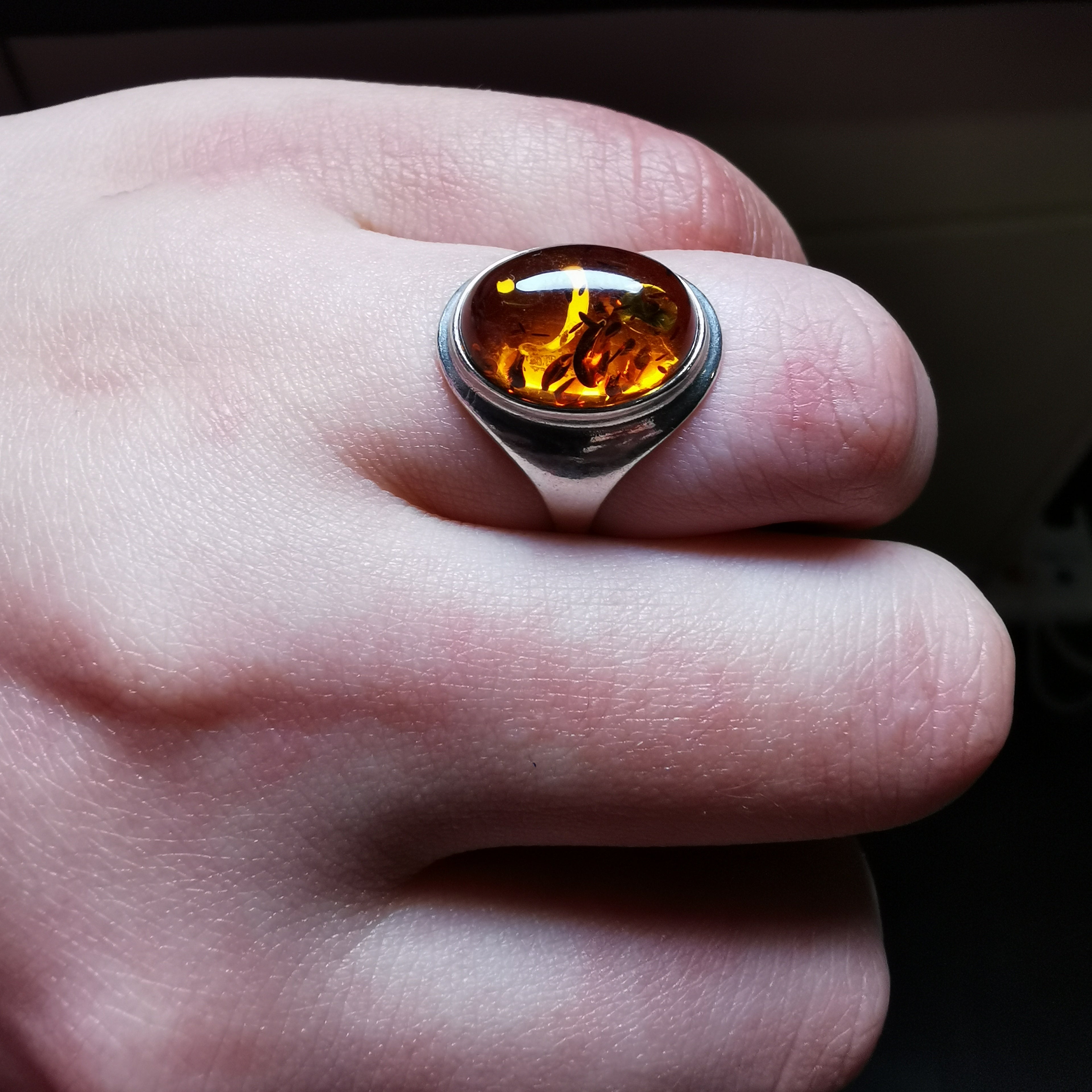 Sterling silver amber ring
