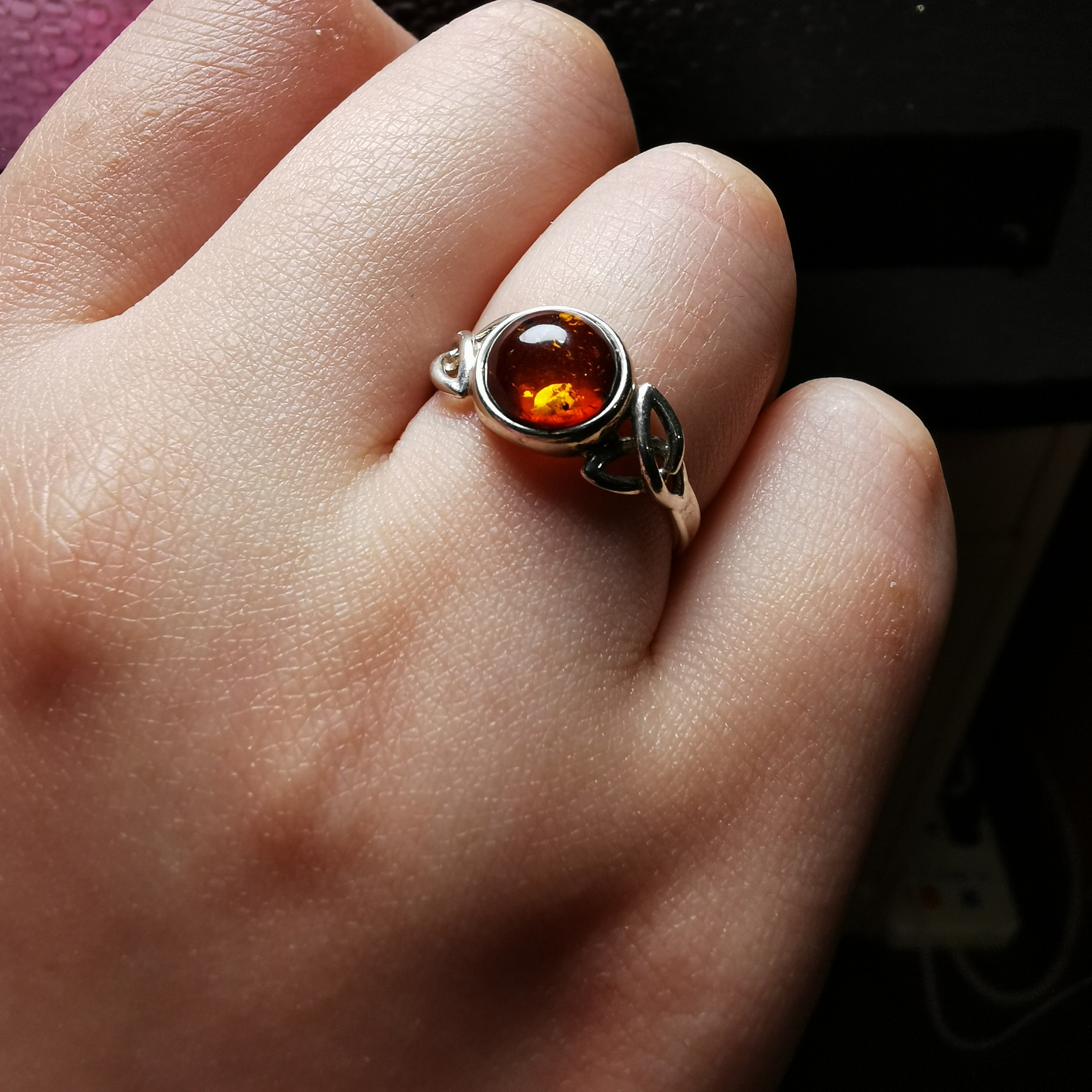 Sterling silver amber ring