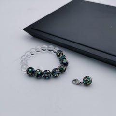 Multi function paua shell mosaic with white quartz stretch bracelet