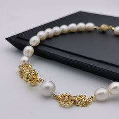 Exclusive dragon freshwater pearl wedding/anniversary necklace