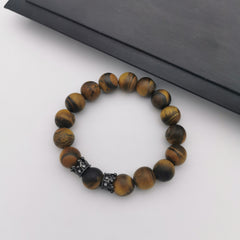 Unisex natural matt polished tiger eye bracelet