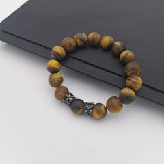 Unisex natural matt polished tiger eye bracelet