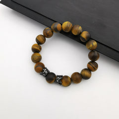 Unisex natural matt polished tiger eye bracelet