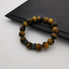 Unisex natural matt polished tiger eye bracelet