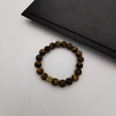 Unisex natural matt polished tiger eye bracelet