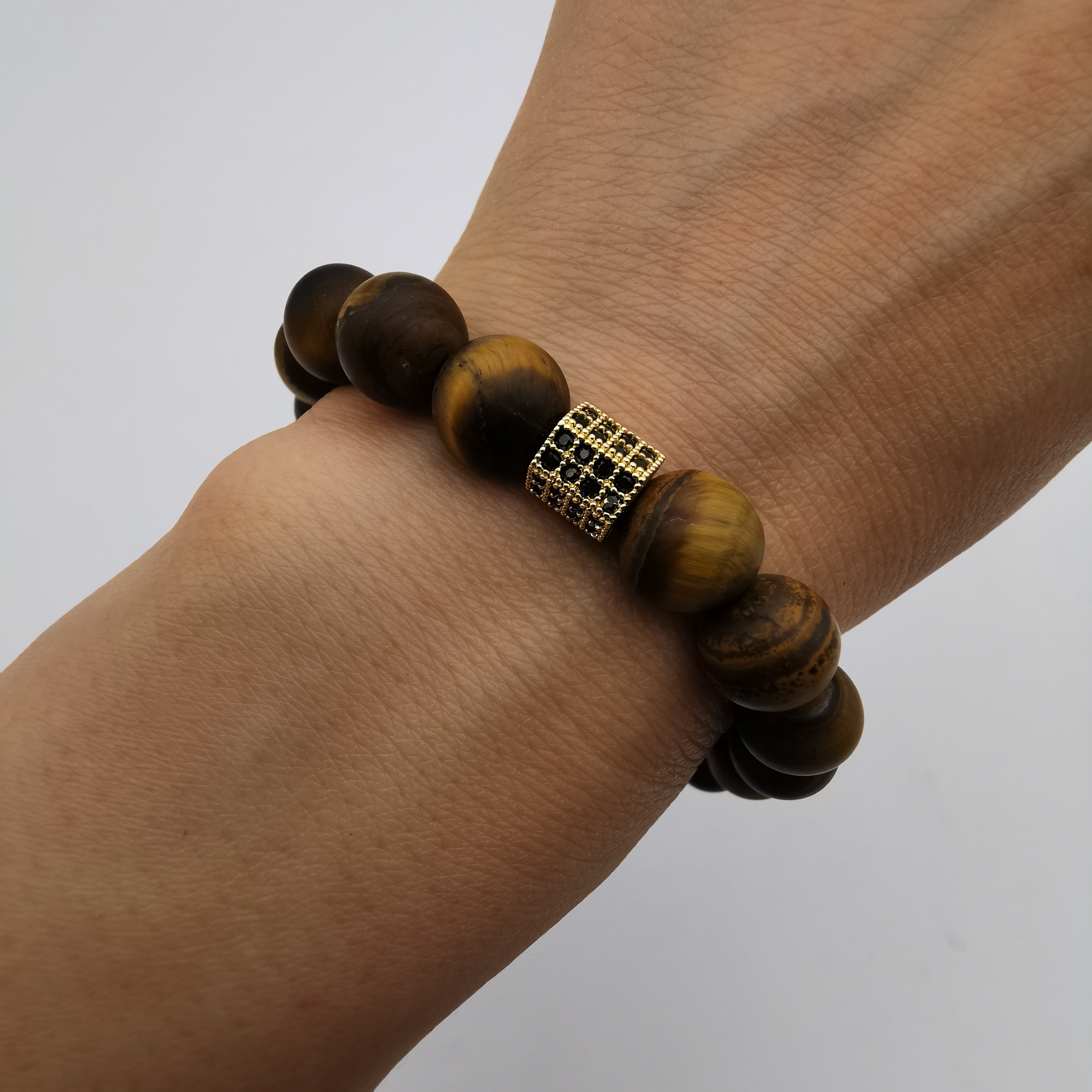 Unisex natural matt polished tiger eye bracelet