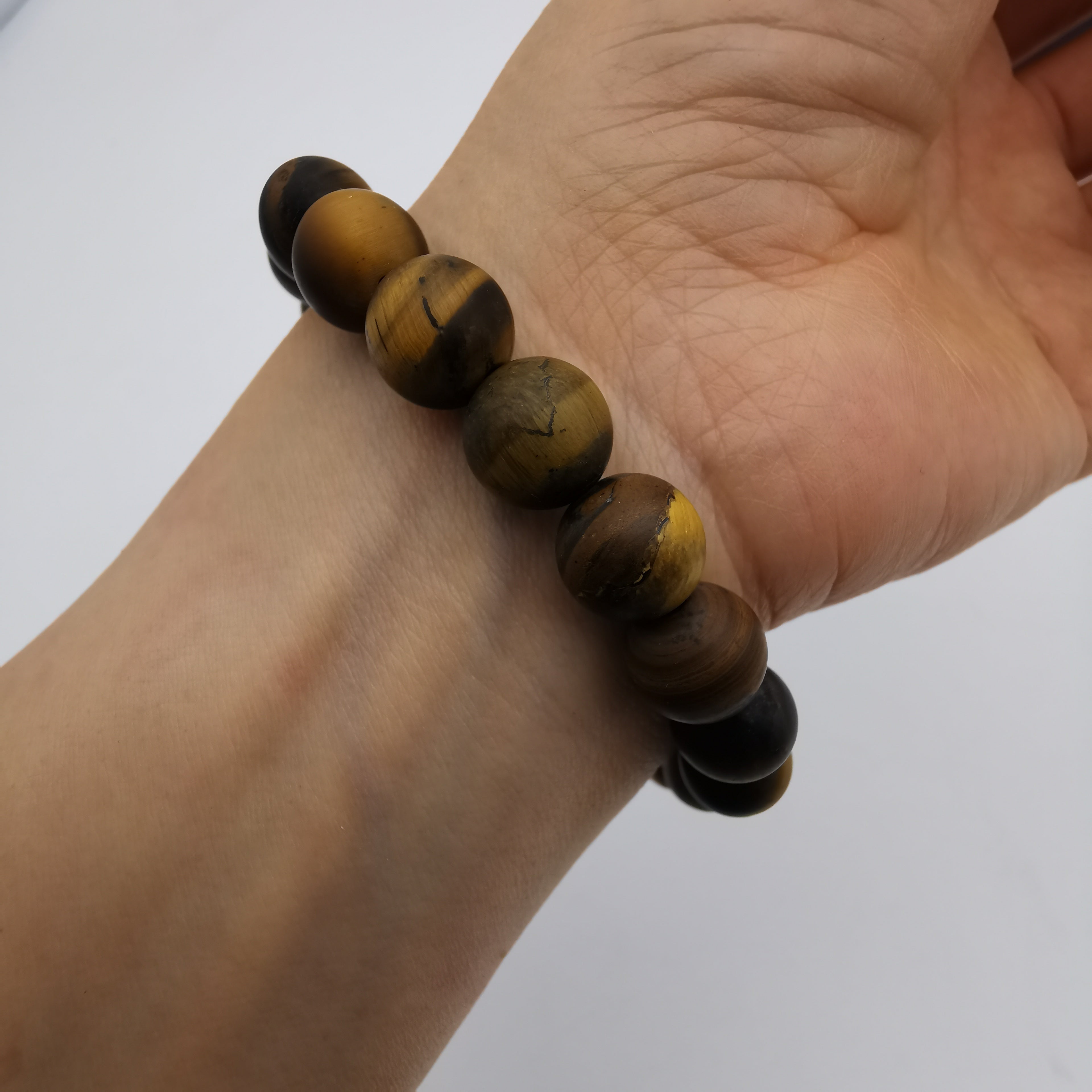 Unisex natural matt polished tiger eye bracelet