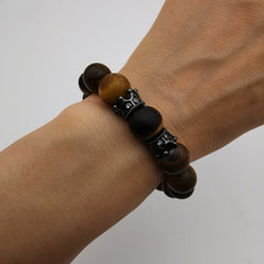 Unisex natural matt polished tiger eye bracelet