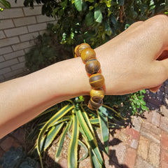 Unisex natural matt polished tiger eye bracelet