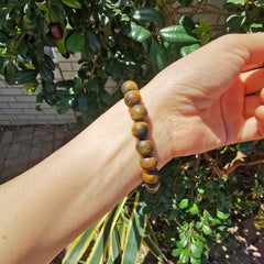 Unisex natural matt polished tiger eye bracelet