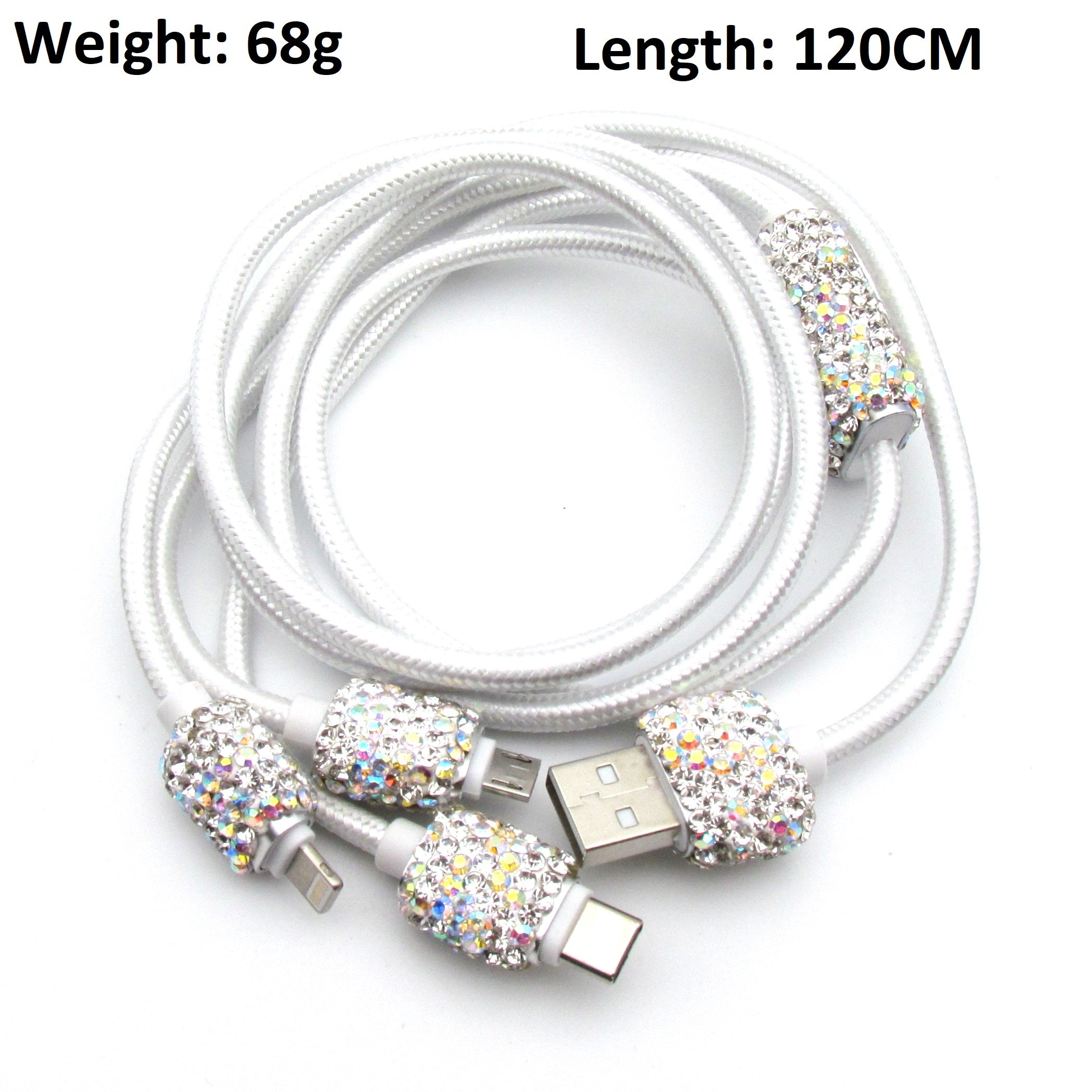 Handcraft Czech diamond and Rhinestone bling bling multiple phone charge cable