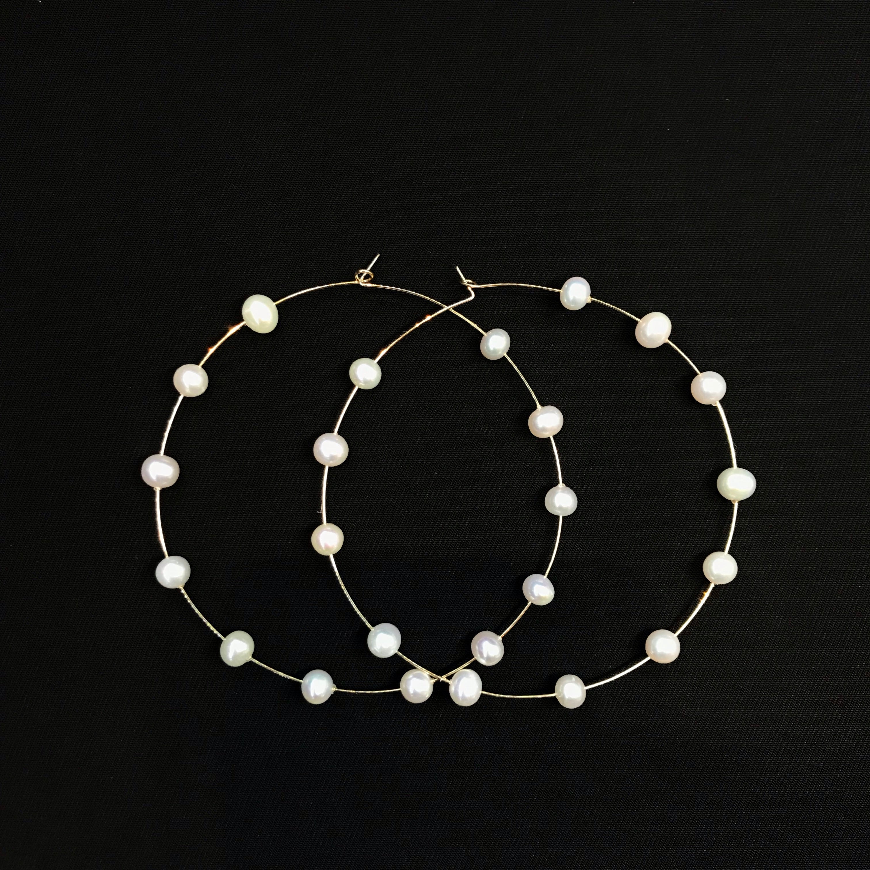 14k gold filled freshwater pearl hoop earring
