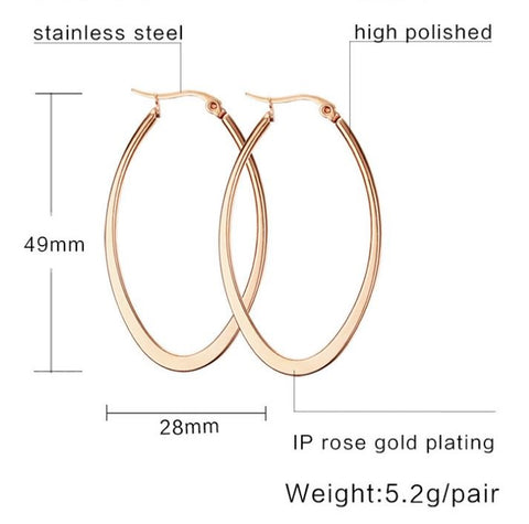 Oval Plated Titanium Steel Earrings