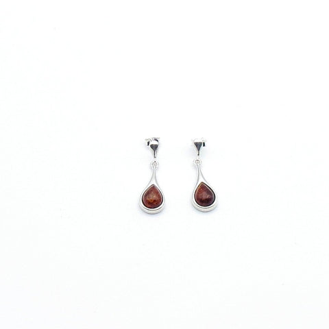Teardrop dangling sterling silver with Baltic Amber earring