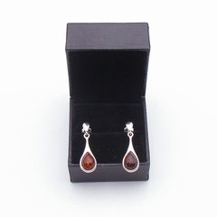 Teardrop dangling sterling silver with Baltic Amber earring