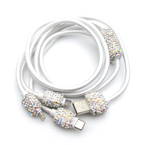 Handcraft Czech diamond and Rhinestone bling bling multiple phone charge cable